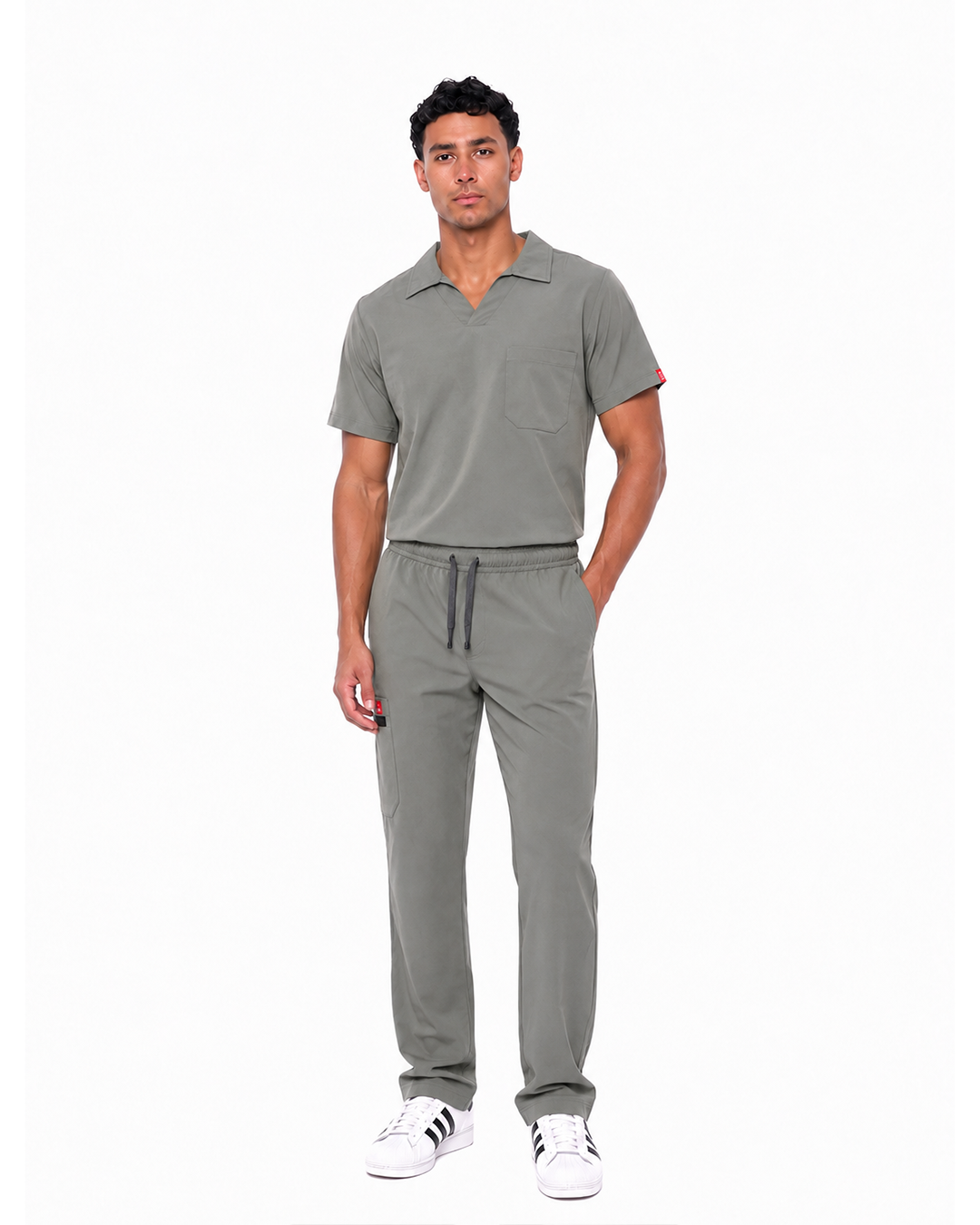 Male scrub Polo shape - Olive (Premium)