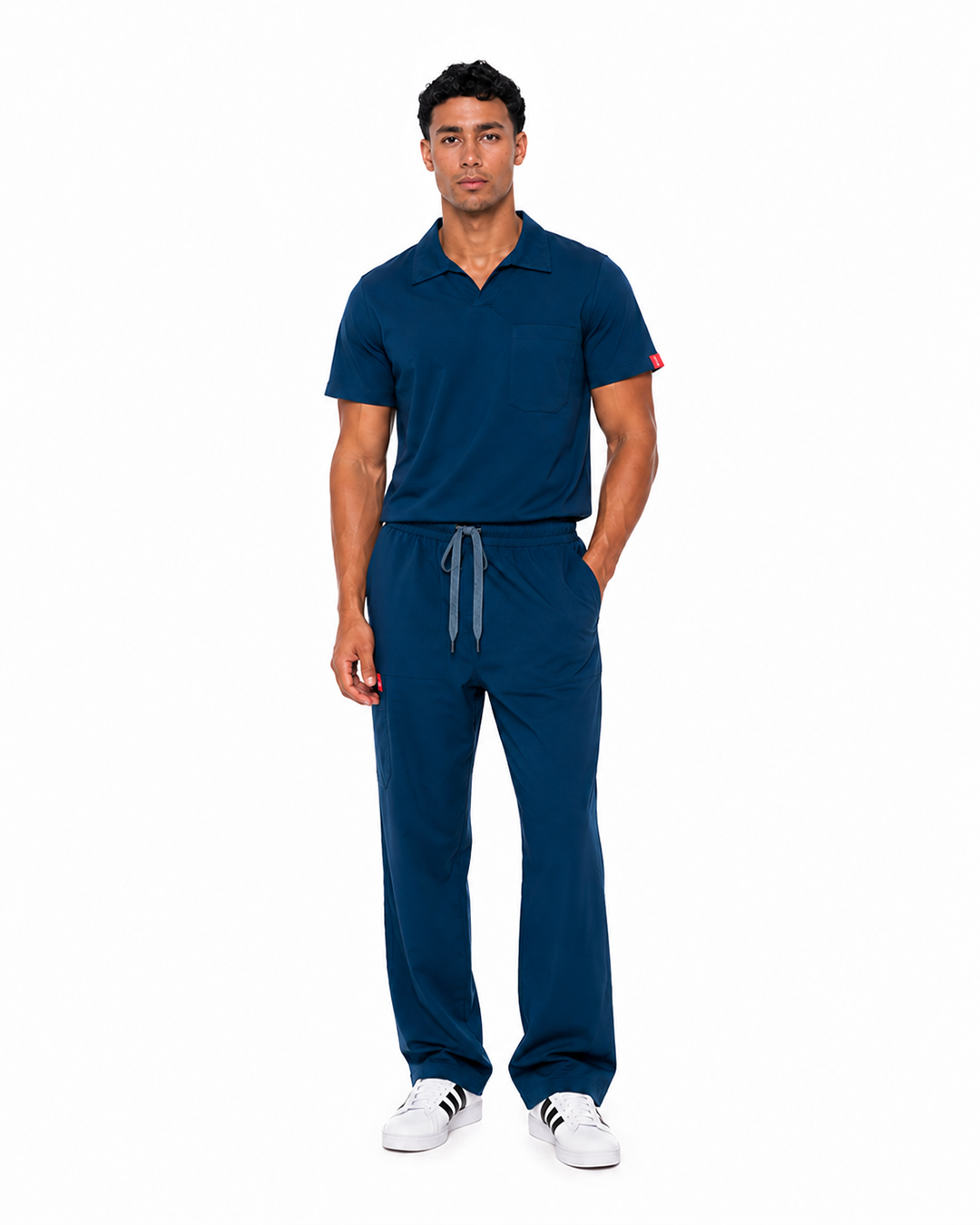 Male scrub Polo shape - Light navyblue (Premium)