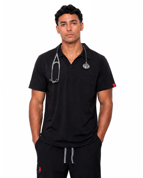 Male scrub Polo shape - Black (Premium)