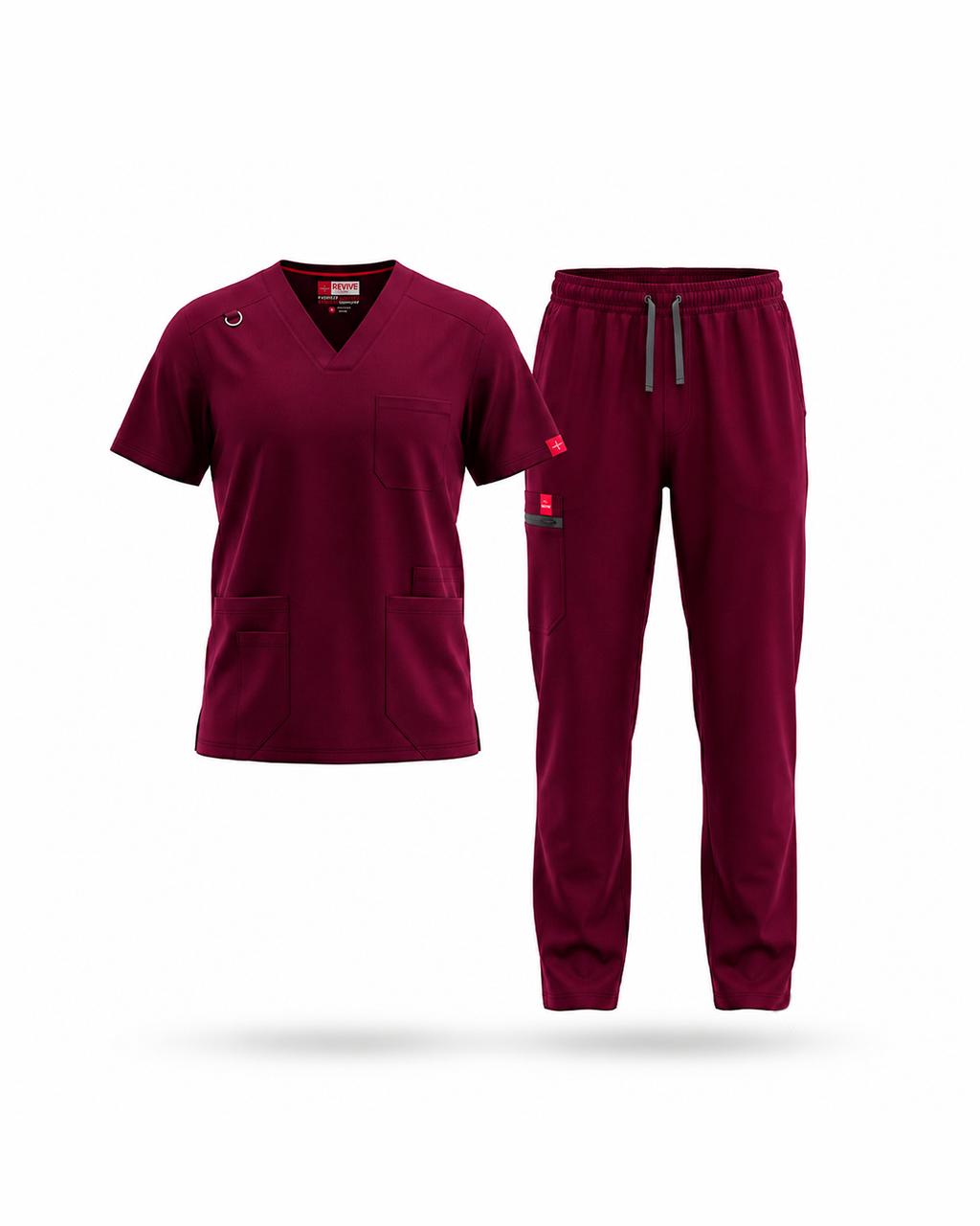 Male scrub v shape - Bergandy (Standard)