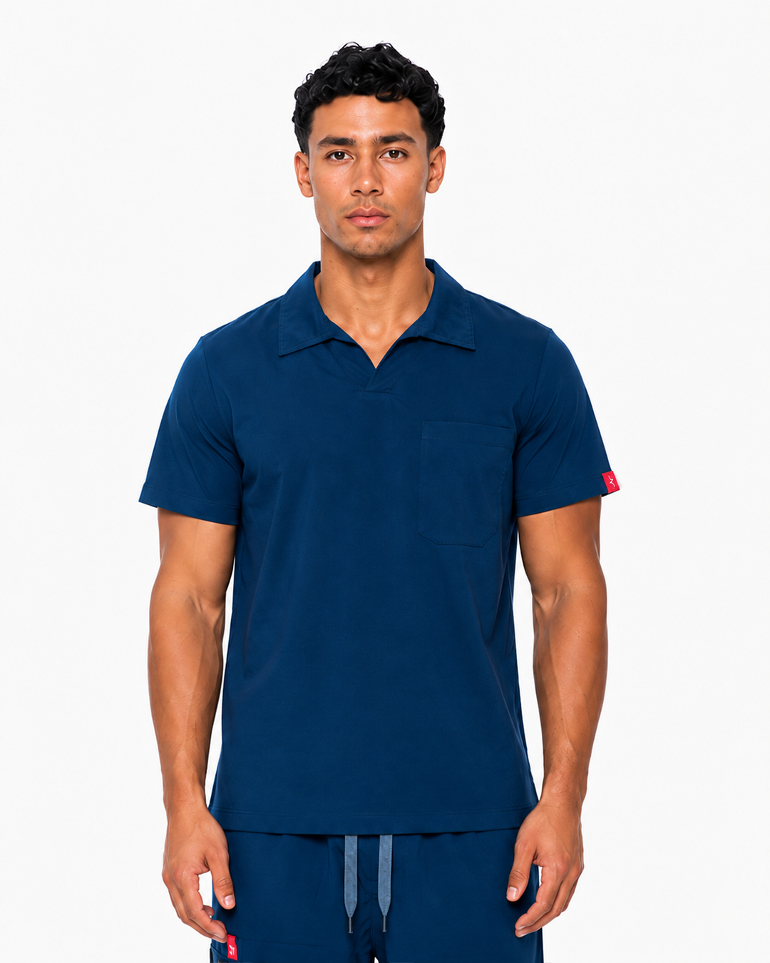 Male scrub Polo shape - Light navyblue (Premium)