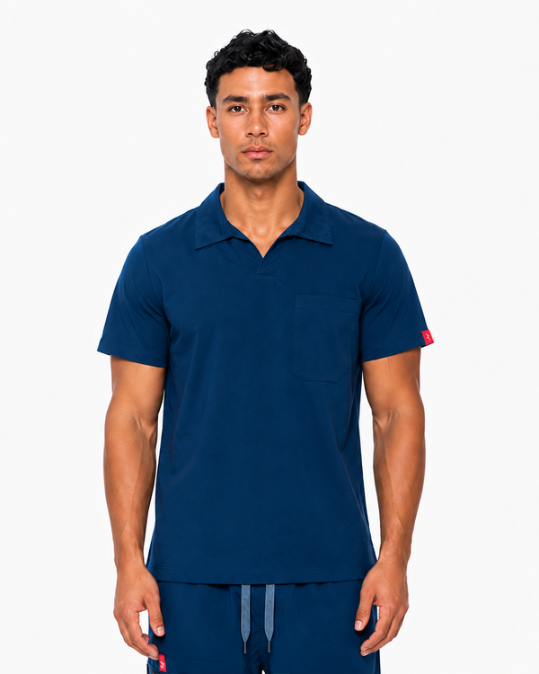 Male scrub Polo shape - Light navyblue (Premium)