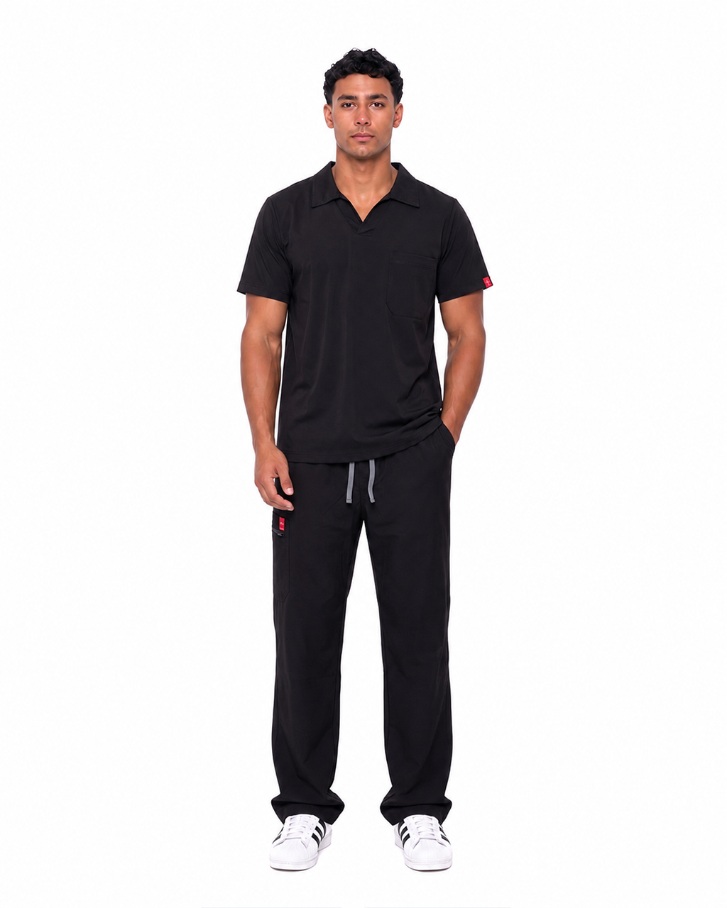 Male scrub Polo shape - Black (Premium)