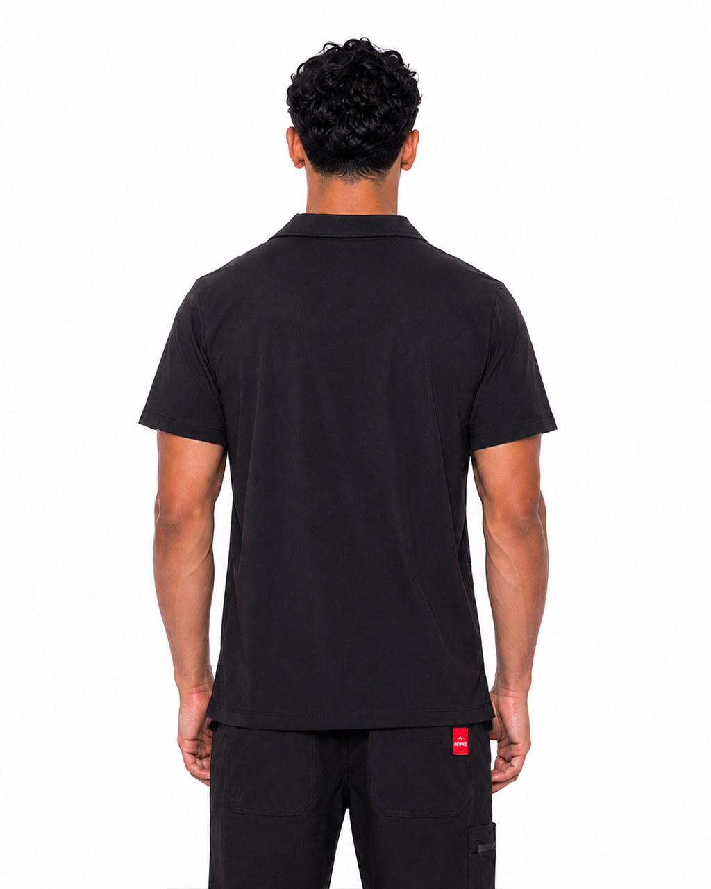 Male scrub Polo shape - Black (Premium)