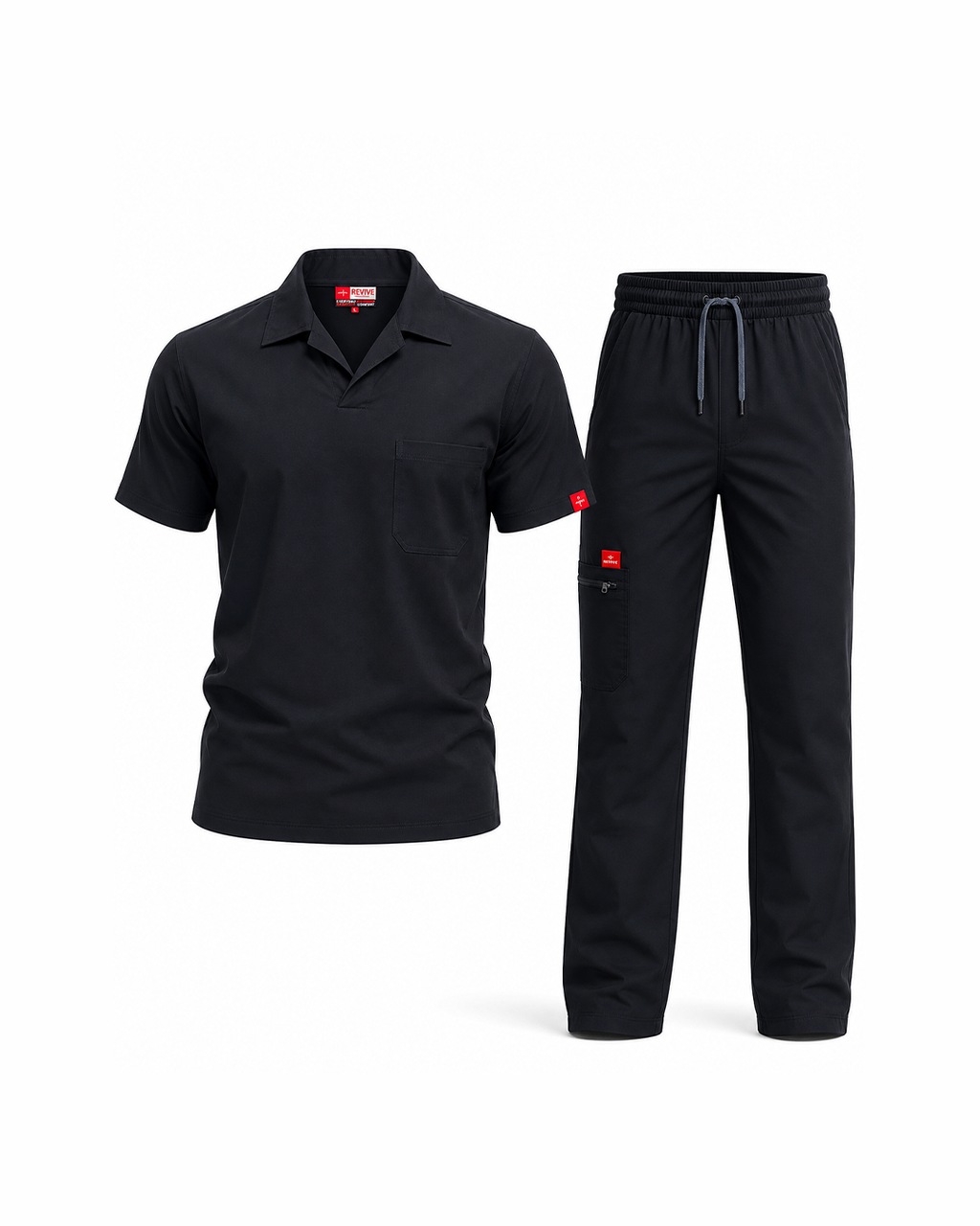 Male scrub Polo shape - Black (Premium)