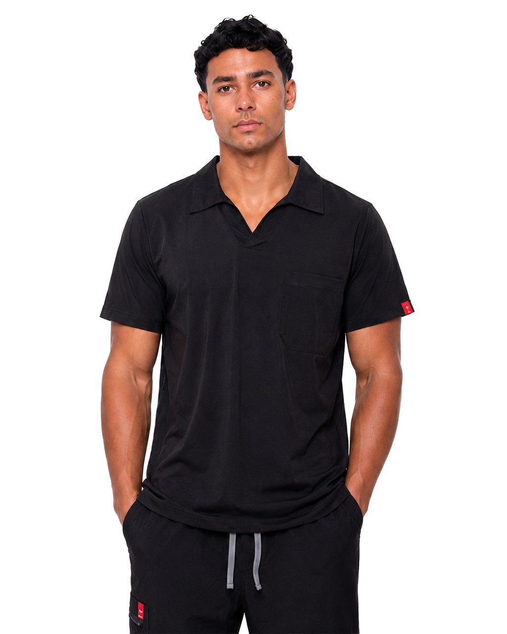Male scrub Polo shape - Black (Premium)
